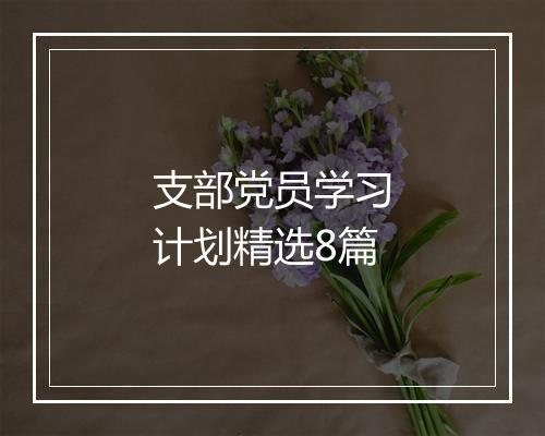 支部党员学习计划精选8篇