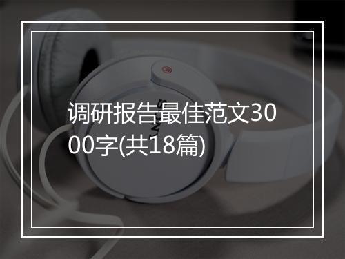 调研报告最佳范文3000字(共18篇)