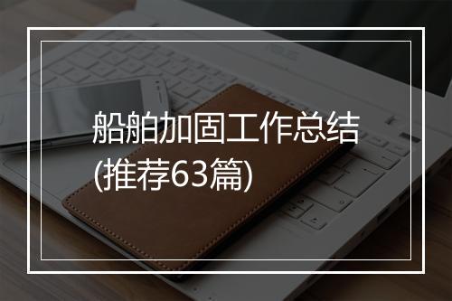 船舶加固工作总结(推荐63篇)