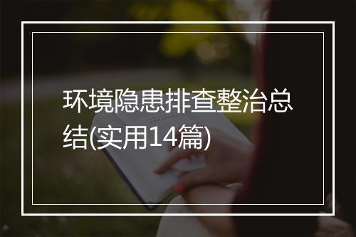 环境隐患排查整治总结(实用14篇)