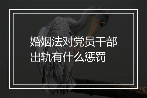 婚姻法对党员干部出轨有什么惩罚