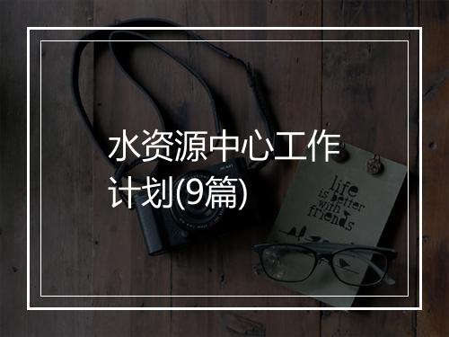 水资源中心工作计划(9篇)