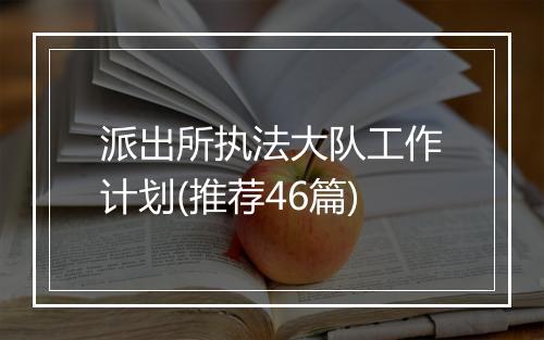 派出所执法大队工作计划(推荐46篇)