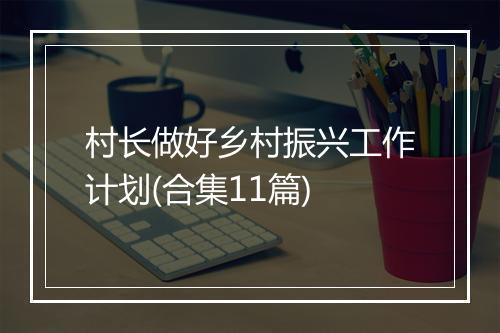村长做好乡村振兴工作计划(合集11篇)