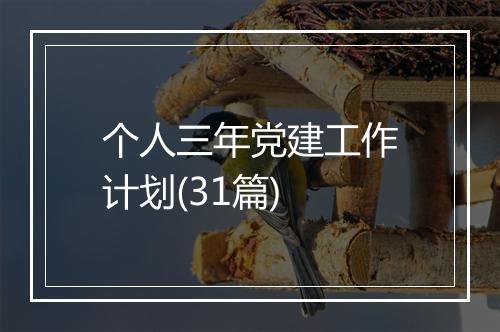 个人三年党建工作计划(31篇)