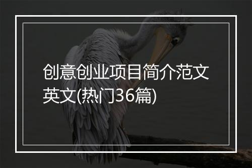 创意创业项目简介范文英文(热门36篇)