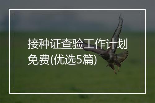 接种证查验工作计划免费(优选5篇)