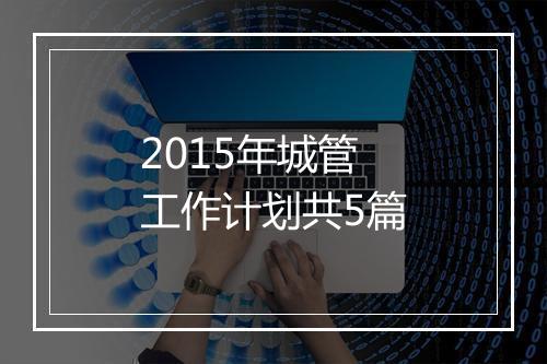 2015年城管工作计划共5篇