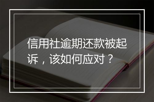 信用社逾期还款被起诉，该如何应对？