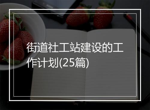 街道社工站建设的工作计划(25篇)