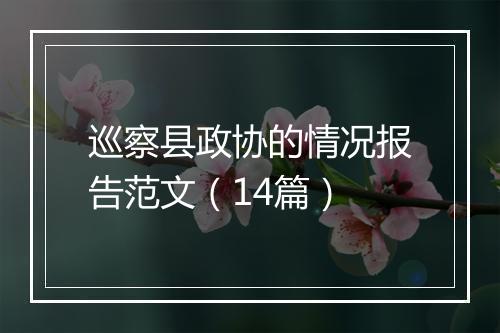 巡察县政协的情况报告范文（14篇）