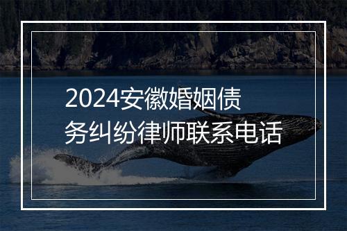 2024安徽婚姻债务纠纷律师联系电话