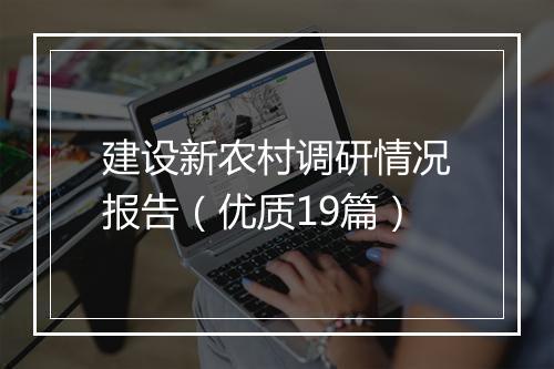 建设新农村调研情况报告（优质19篇）