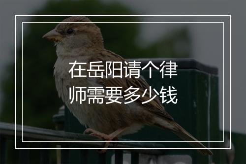 在岳阳请个律师需要多少钱