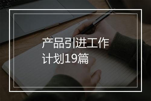 产品引进工作计划19篇