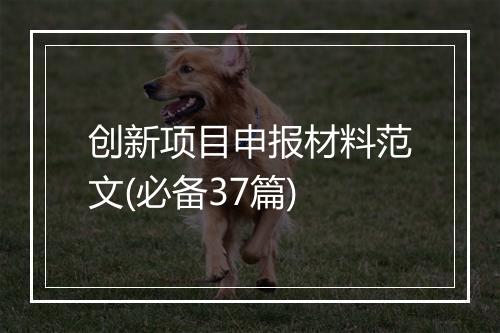 创新项目申报材料范文(必备37篇)