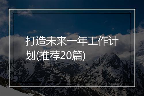 打造未来一年工作计划(推荐20篇)