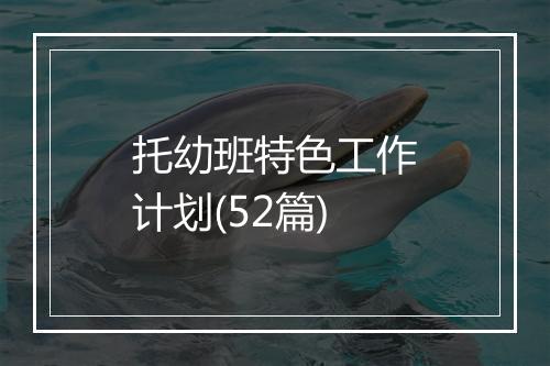 托幼班特色工作计划(52篇)