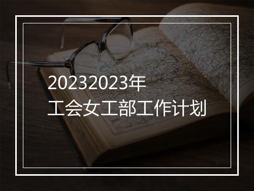 20232023年工会女工部工作计划