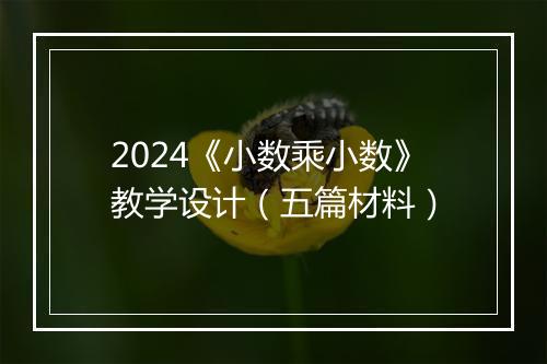 2024《小数乘小数》教学设计（五篇材料）