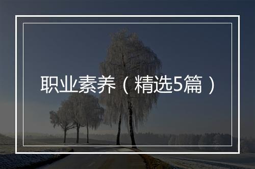 职业素养（精选5篇）