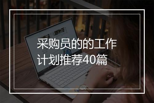 采购员的的工作计划推荐40篇