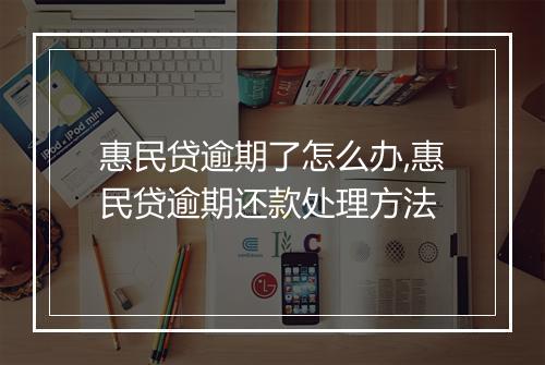 惠民贷逾期了怎么办,惠民贷逾期还款处理方法