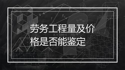 劳务工程量及价格是否能鉴定