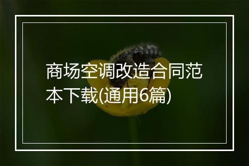 商场空调改造合同范本下载(通用6篇)