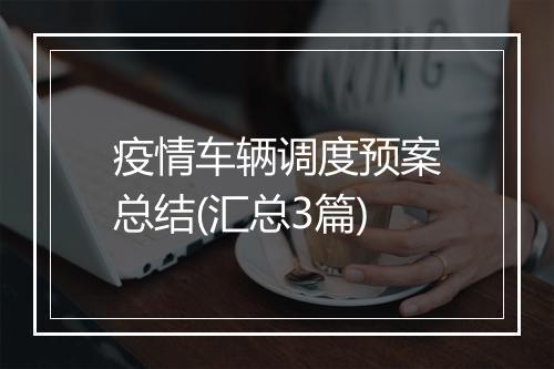 疫情车辆调度预案总结(汇总3篇)