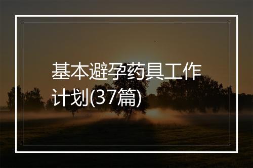 基本避孕药具工作计划(37篇)