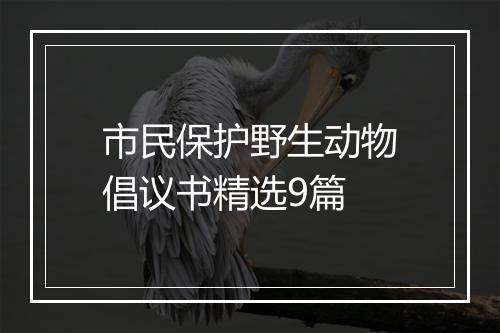 市民保护野生动物倡议书精选9篇