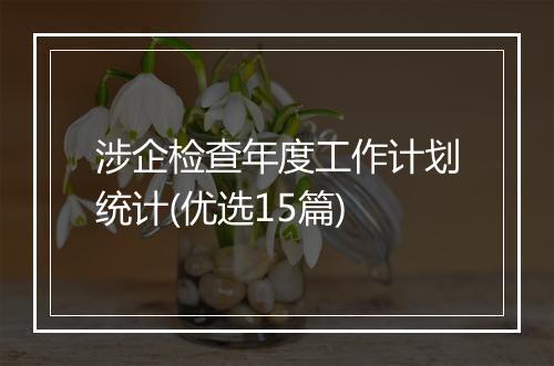 涉企检查年度工作计划统计(优选15篇)