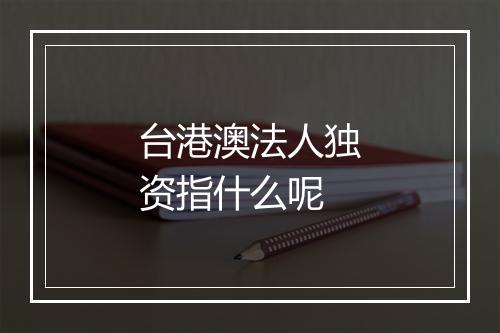 台港澳法人独资指什么呢