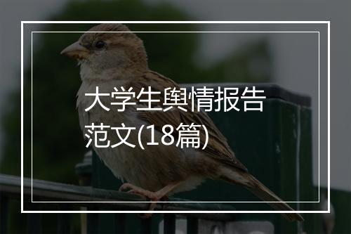 大学生舆情报告范文(18篇)