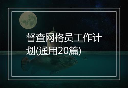 督查网格员工作计划(通用20篇)