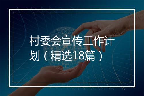 村委会宣传工作计划（精选18篇）