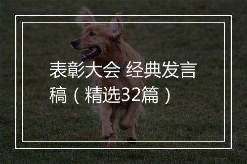 表彰大会 经典发言稿（精选32篇）
