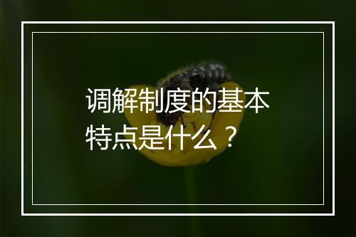调解制度的基本特点是什么？