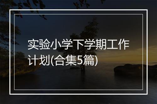 实验小学下学期工作计划(合集5篇)