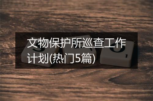 文物保护所巡查工作计划(热门5篇)