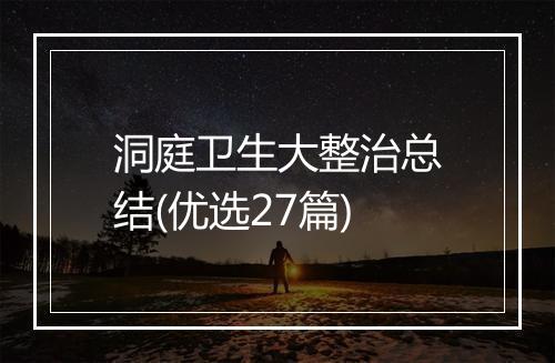 洞庭卫生大整治总结(优选27篇)