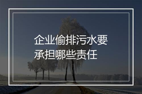 企业偷排污水要承担哪些责任