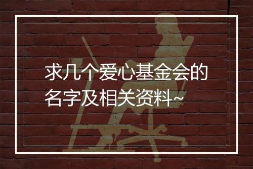 求几个爱心基金会的名字及相关资料~