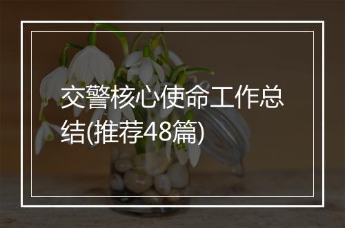 交警核心使命工作总结(推荐48篇)