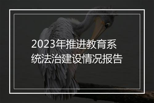 2023年推进教育系统法治建设情况报告
