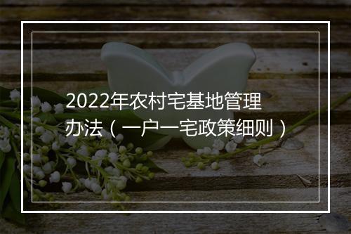 2022年农村宅基地管理办法（一户一宅政策细则）