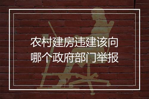 农村建房违建该向哪个政府部门举报