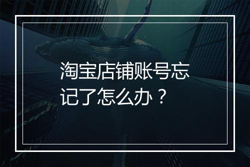 淘宝店铺账号忘记了怎么办？