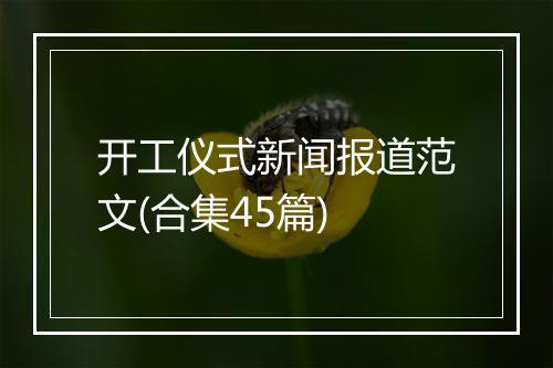 开工仪式新闻报道范文(合集45篇)